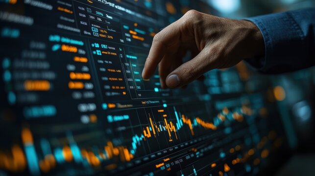Businessman touch investment growth graph chart and analysing growth achievement diagram data trading and exchange, Stock market, Investment, Banking and dynamics of financial growth of business
