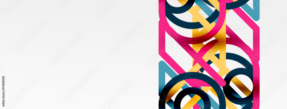 Poster abstract background - colorful circle lines technology or business digital template