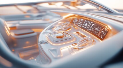 luxurious yacht dashboard with digital speedometer and modern controls. futuristic marine technology interface background