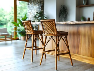 Modern Wicker Bar Stools in Interior Design