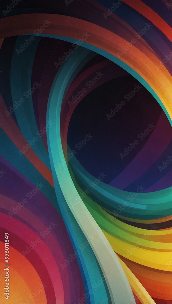 Poster abstract background with colorful circular lines, ideal for tech or business designs.