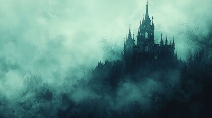 Fototapeta premium Lost in the Mist A Gothic Castle's Enchanting Mystery.