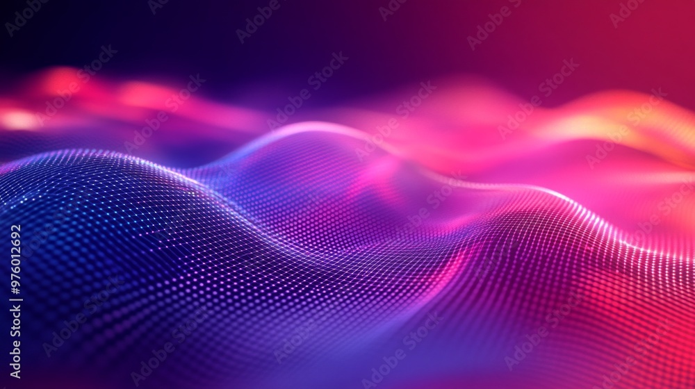 Poster vibrant 3d rendering of quantum fields creating an intricate mesh structure in an abstract style