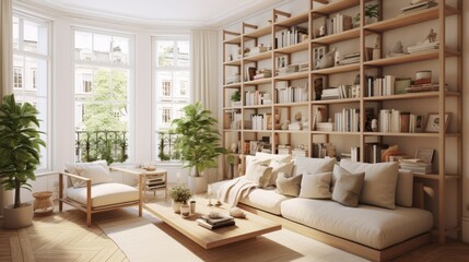Bright scandinavian inspired living room design featuring minimalist elegance and natural light