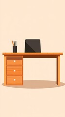 Wooden Desk with Laptop  Drawer  and Pencil Holder