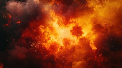 Fototapeta premium A fiery explosion with smoke and flames engulfing the sky.