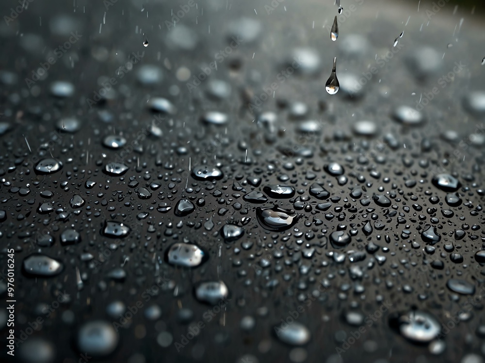 Wall mural Abstract rain drops on a surface.