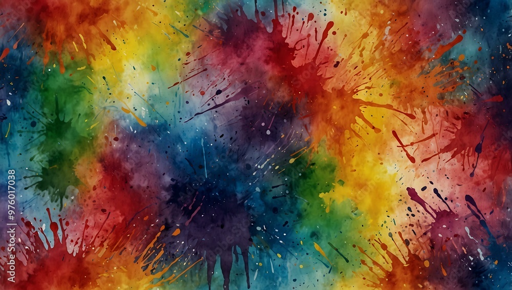 Wall mural Abstract watercolor rainbow splatter.