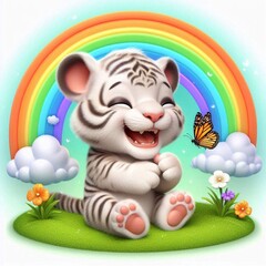 3D lachendes Tigerbaby