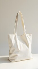Minimalist White Tote Bag with Long Handles