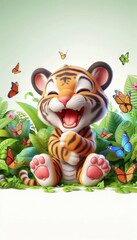 3D lachendes Tigerbaby
