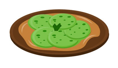 Serabi kuah kinca indonesia traditional food illustration