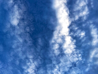 Beautiful view of blue sky with clouds at sunrise. Partly cloudy. Background cloud summer. Cloud summer. Sky cloud clear with sunset.