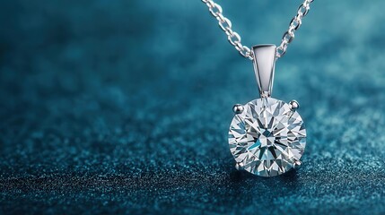 A solitaire round diamond pendant isolated, its brilliance and clarity emphasized against a neutral background round diamond, gemstone, clarity