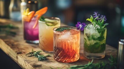Fresh and refreshing cocktails based on gin, a distinctive herbal flavor, bar 