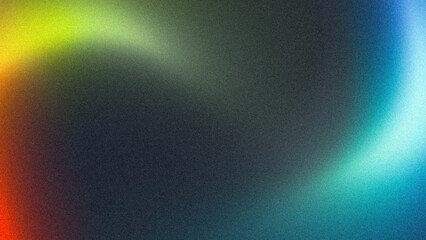 Abstract blue green red black grainy summer poster design background. Colorful grainy gradient soft glowing backdrop design, web header, banner. Noise texture effect