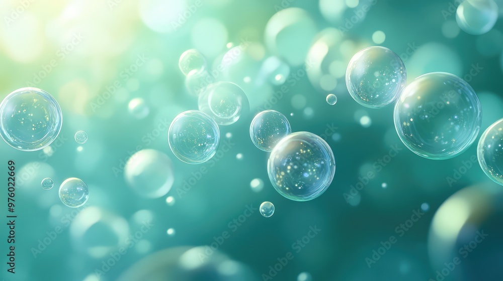 Aufkleber soft, glowing bubbles floating in a serene, abstract space filled with misty light.