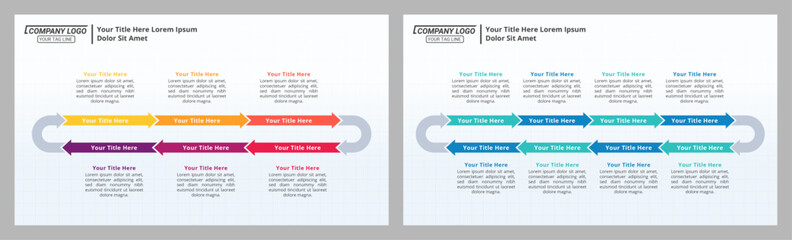 Cycle Infographics Diagram with 6 & 8 Steps and Editable Text on a 16:9 ratio for Business Cycles, Progress, Plans, Goals, and Website Design.