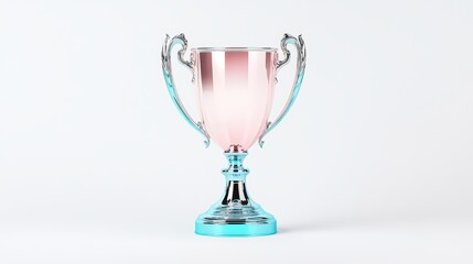 Elegant trophy with silver handles and a glossy pink finish, perfect for celebrating victories in sports or competitions.