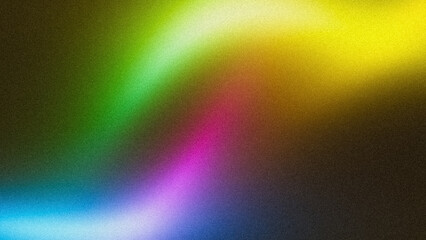 Abstract yellpw pink blue green grainy summer poster design background. Colorful grainy gradient soft glowing backdrop design, web header, banner. Noise texture effect