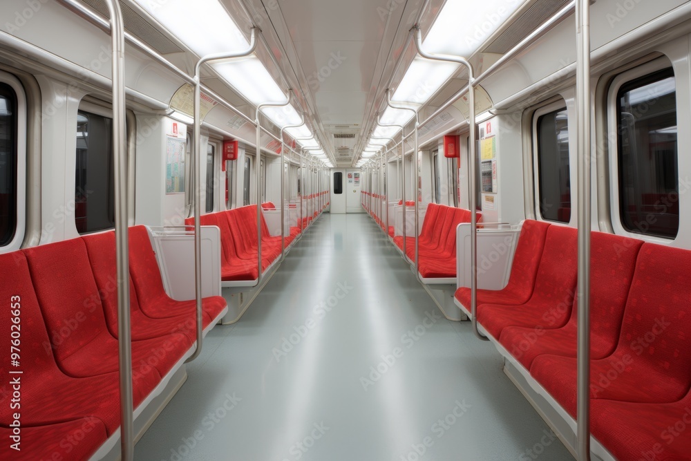 Poster sleek and modern minimalist public transport an empty tram showcasing simple design elements