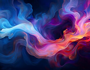 Obraz premium Abstract digital artwork featuring a dynamic and vibrant display of swirling smoke or mist.