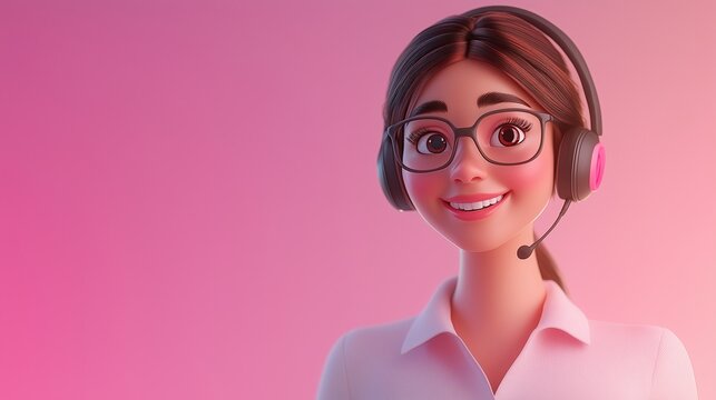 3d cartoon call center operator with headset | Customer support executive in 3d cartoon style - Powered by Adobe