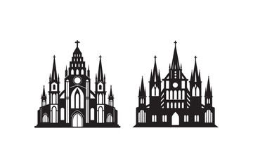 Naklejka premium Cathedral silhouette vector illustration, Cathedral silhouette vector, Cathedral silhouette PNG