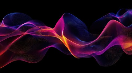 Abstract representation of sound waves visualized as bright, flowing neon curves.