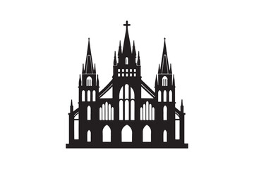 Fototapeta premium Cathedral silhouette vector illustration, Cathedral silhouette vector, Cathedral silhouette PNG