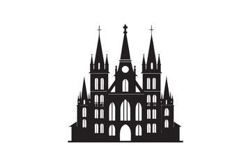 Fototapeta premium Cathedral silhouette vector illustration, Cathedral silhouette vector, Cathedral silhouette PNG