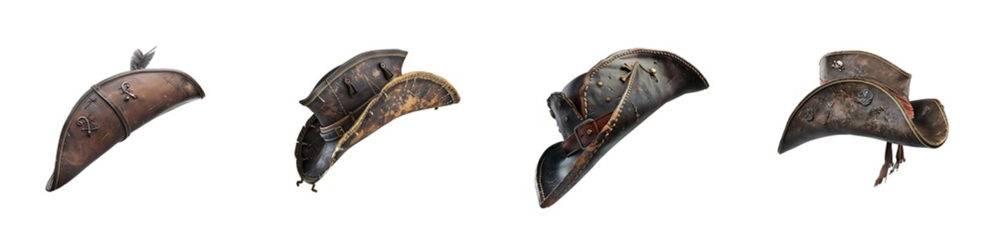 Set of Pirate hat isolated on transparent background