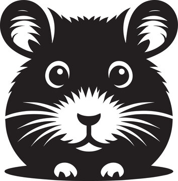 Cute little hamster Silhouette vector illustration isolated on a white background
