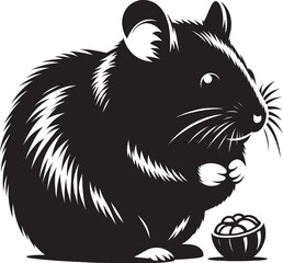 Cute little hamster Silhouette vector illustration isolated on a white background