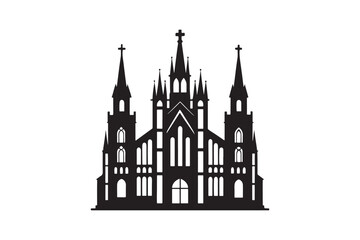 Cathedral silhouette vector illustration, Cathedral silhouette vector, Cathedral silhouette PNG