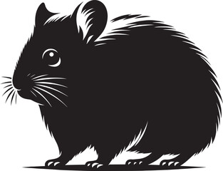 Cute little hamster Silhouette vector illustration isolated on a white background