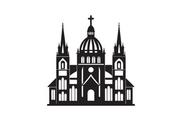 Cathedral silhouette vector illustration, Cathedral silhouette vector, Cathedral silhouette PNG