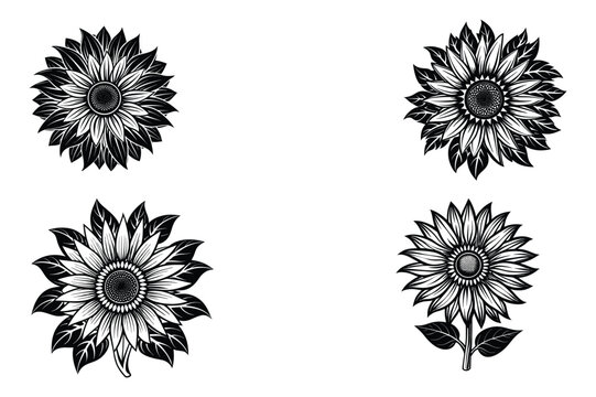This is sunflowers black and white illustration 