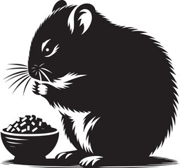 Cute little hamster Silhouette vector illustration isolated on a white background