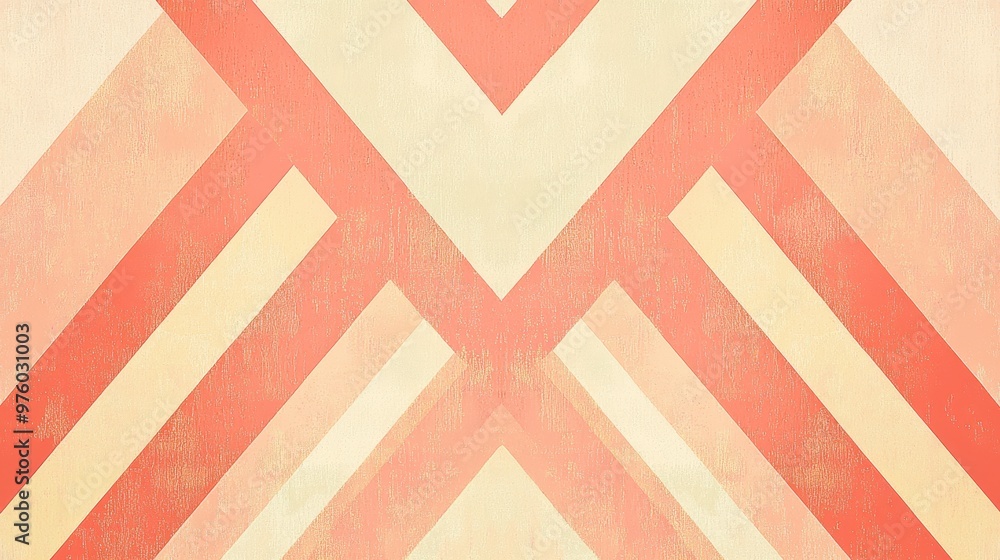 Poster geometric patterns with shades of red and cream in an artistic design for modern decor