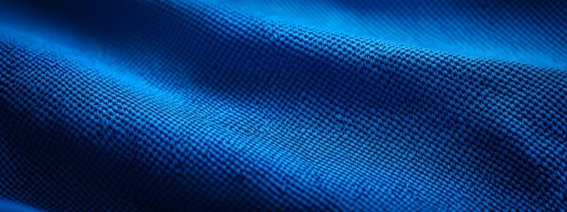 Blue sports jersey fabric texture background, close-up top view