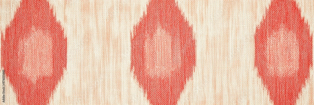 Aufkleber Symmetrical Peach-Striped Carpet Pattern With Geometric Design on a Soft Peach Background