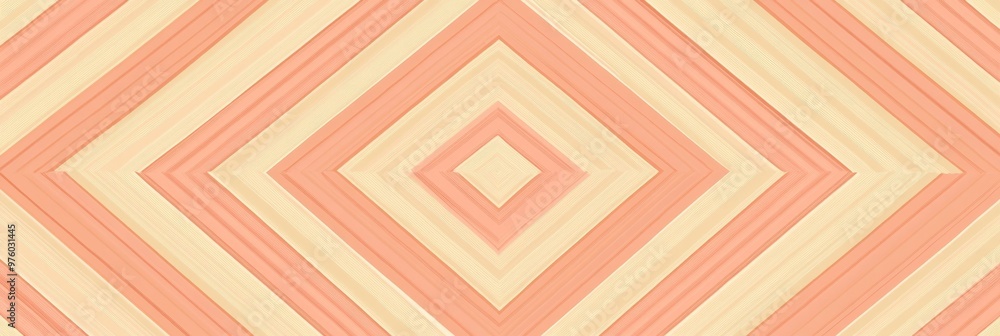 Aufkleber symmetrical peach and peach-striped geometric carpet pattern with lines on a textured background