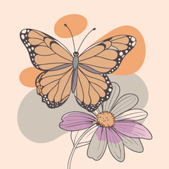 Stunning Butterfly on Flower Vector Art - High-Quality Design for Graphics & Prints