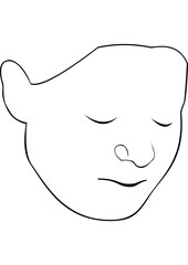 Illustration of features of a woman's face with closed eyes.