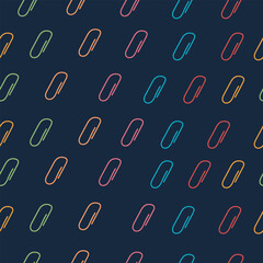 paper clip seamless illustration, Colored paperclip black background. Business or education background. Diversity and creativity concept.