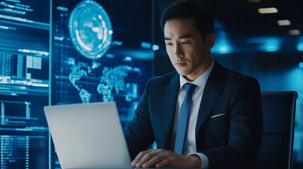 Asian Legal Consultant Focused in High-Tech Office Environment