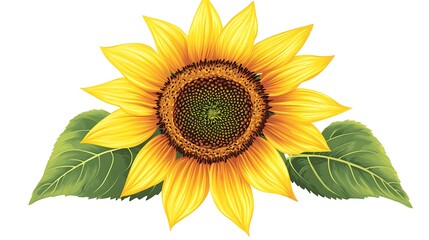 Fototapeta premium Symmetrical Vector Sunflower Clip Art on White Background