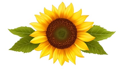 Obraz premium Precise Symmetrical Vector Sunflower Clip Art on White Background with High Resolution Detail
