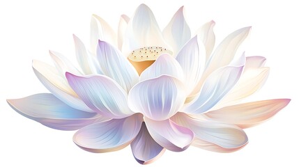 Fototapeta premium Elegant Vector Lotus Flower with Clip Art Style on White Background
